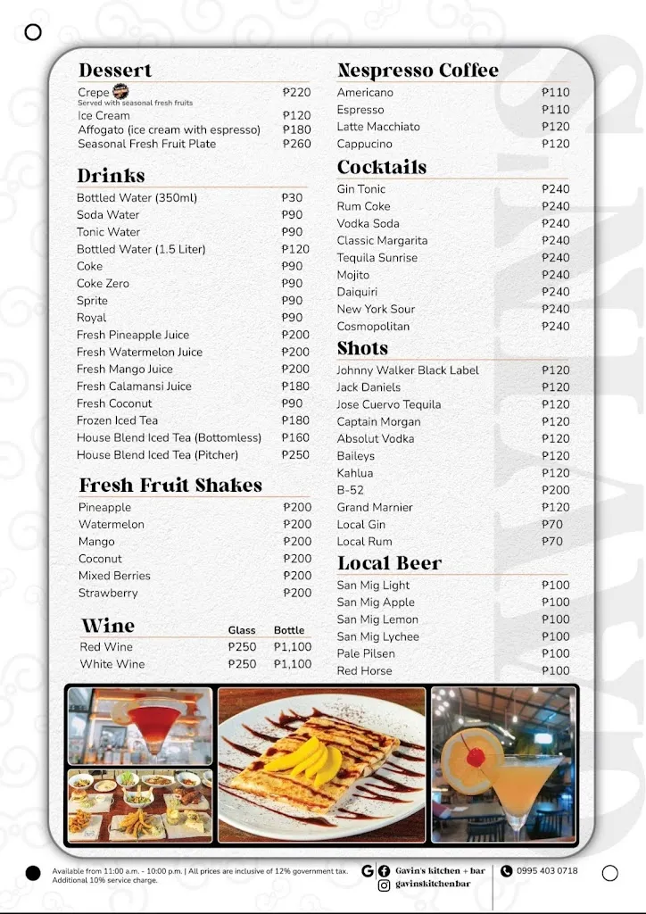 Menu_Gavin's kitchen + bar_Philippines_image_3