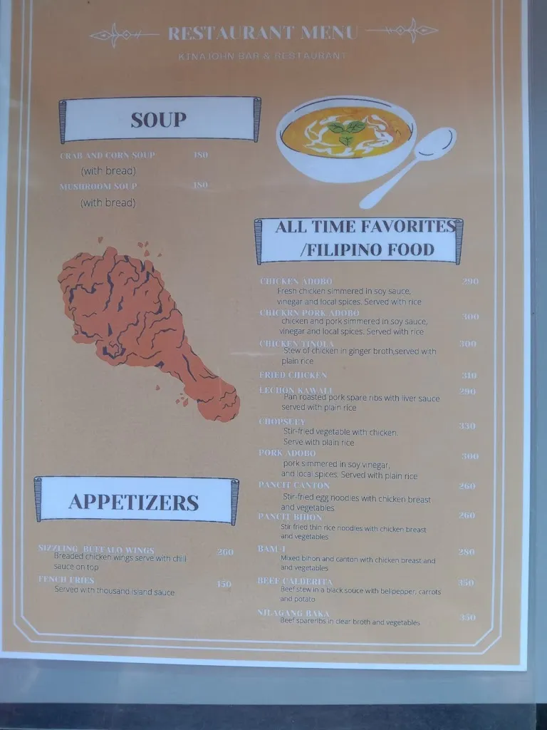 Menu_KinaJohn Bar and Restaurant_Philippines_imagen_1