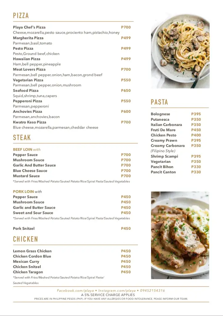 Menu_Playa Bar and Restaurant Coron_Philippines_image_1