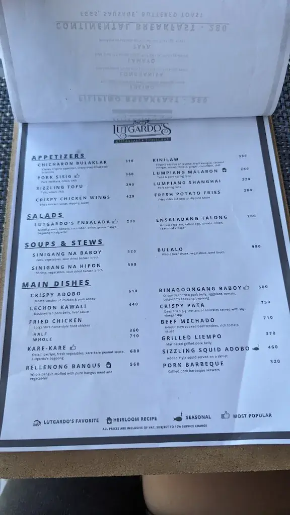 Menu_Lutgardo’s Restaurant and Sunset Bar_Philippines_image_2