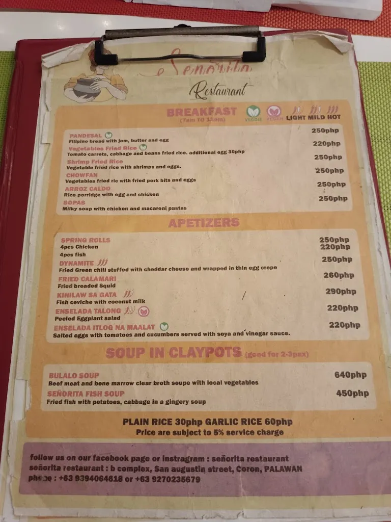 Menu_Señorita restaurant_Philippines_image_3