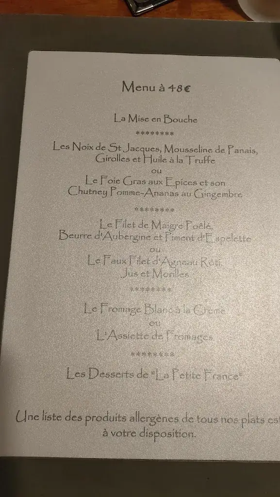 Menu_Restaurant La Petite France_Montélimar_immagine_1