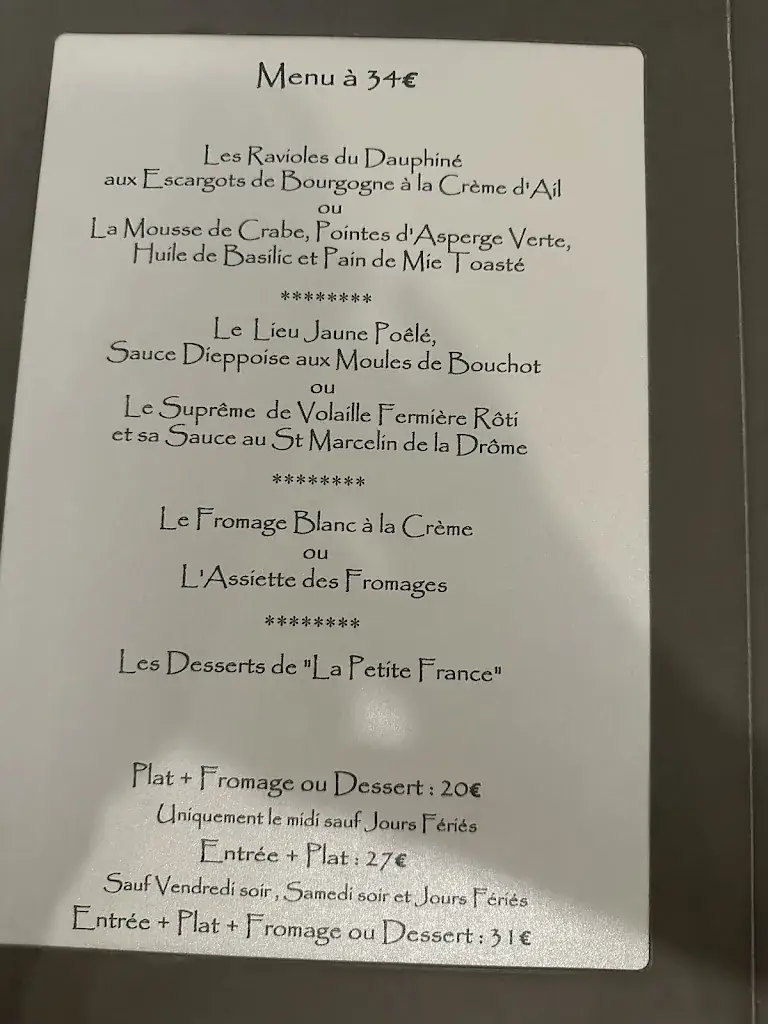 Menu_Restaurant La Petite France_Montélimar_immagine_4