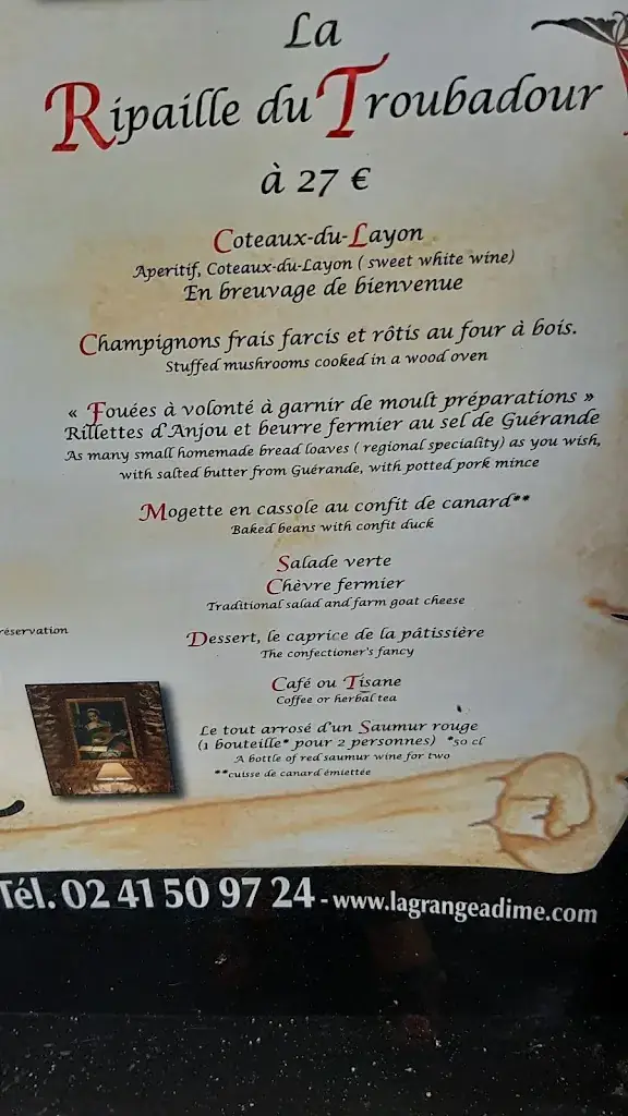 Menu_La Grange A Dîme_Montreuil-Bellay_image_1