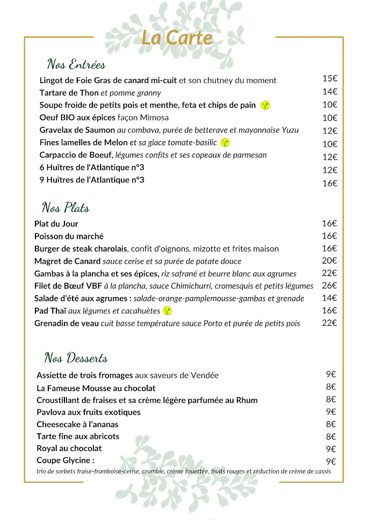 Menu_Restaurant La Glycine_Fontenay-le-Comte_image_1