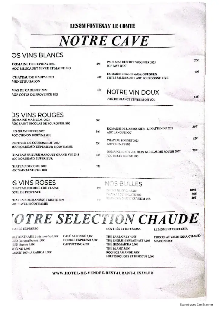 Menu_Hôtel Restaurant Les2M_Fontenay-le-Comte_image_2