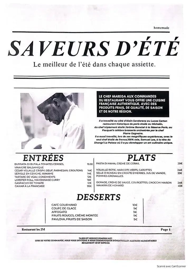 Menu_Hôtel Restaurant Les2M_Fontenay-le-Comte_image_4