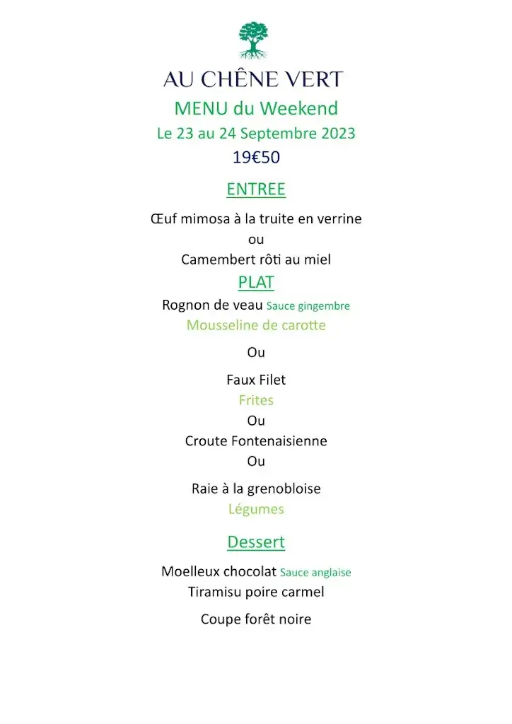 Menü_AU CHÊNE VERT_Fontenay-le-Comte_Bild_2