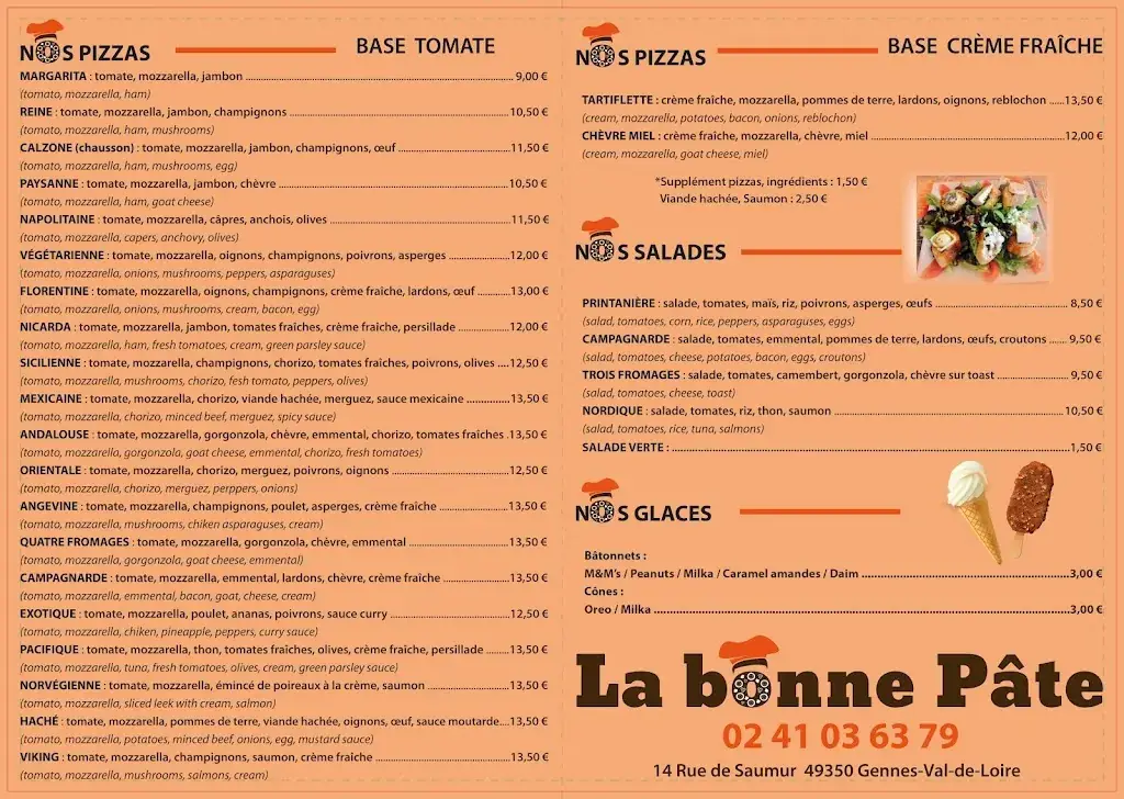 Menu_La Bonne Pâte_Gennes-Val-de-Loire_image_1