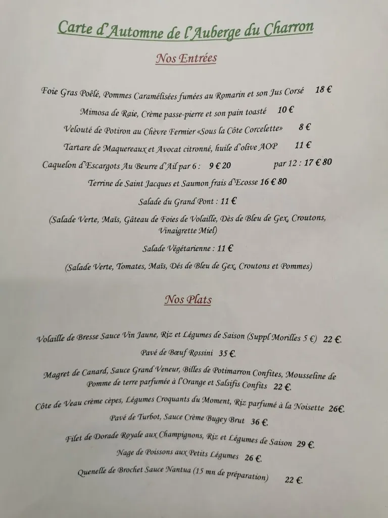 Menu_Auberge du Charron à Montréal la cluse_Montréal-la-Cluse_image_1