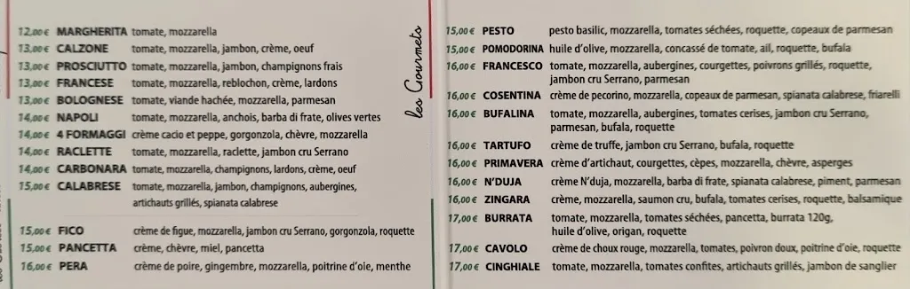 Menu_LA CALABRESE chez Francesco_Montréal-la-Cluse_immagine_2