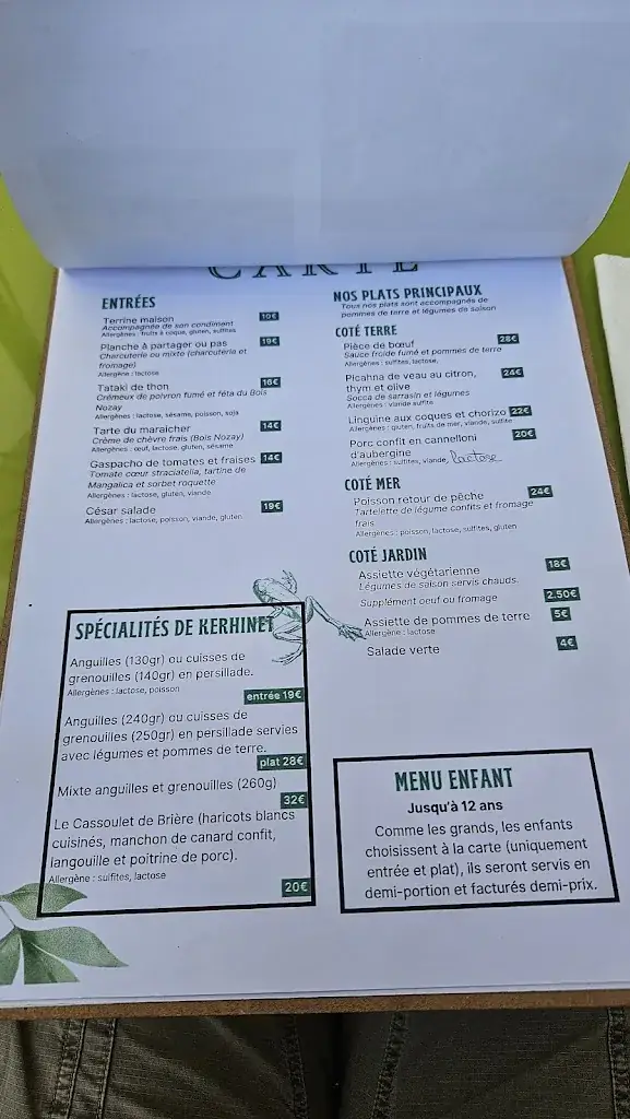 Menu_Auberge de Kerhinet_Saint-Lyphard_image_2