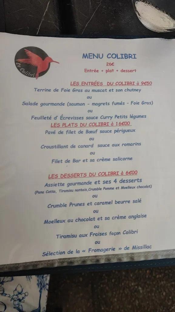 Menu_LE COLIBRI_Chapelle-des-Marais_immagine_1