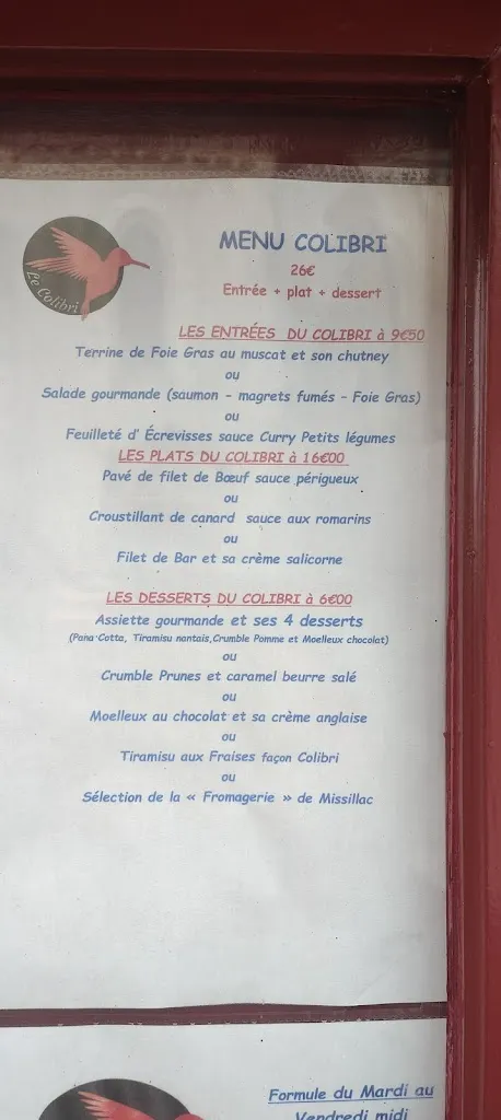 Menu_LE COLIBRI_Chapelle-des-Marais_immagine_4