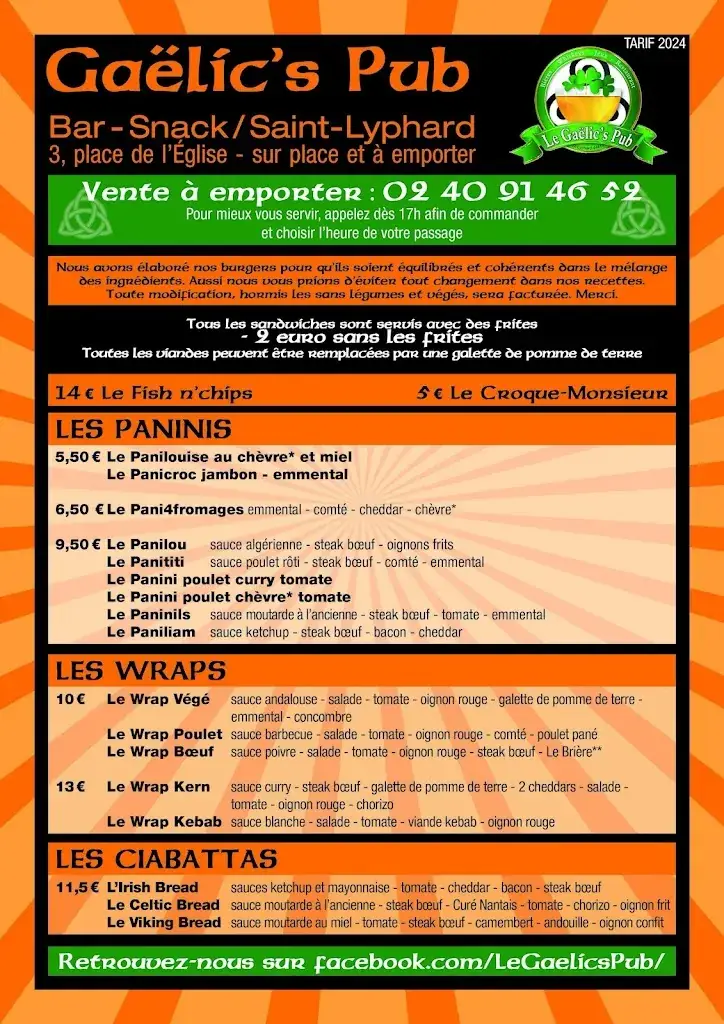 Menu_Le Gaëlic's Pub_Saint-Lyphard_immagine_1