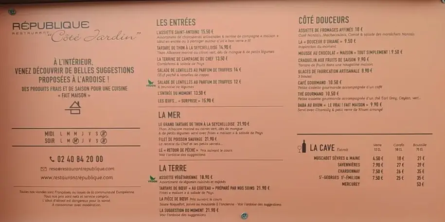 Menu_République Côté Jardin - Restaurant Nantes_Nantes_image_1