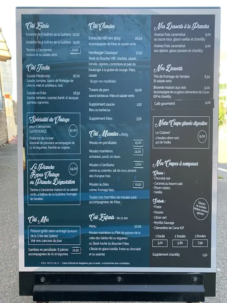 Menu_Restaurant le vintage port Bourgenay_Talmont-Saint-Hilaire_image_2