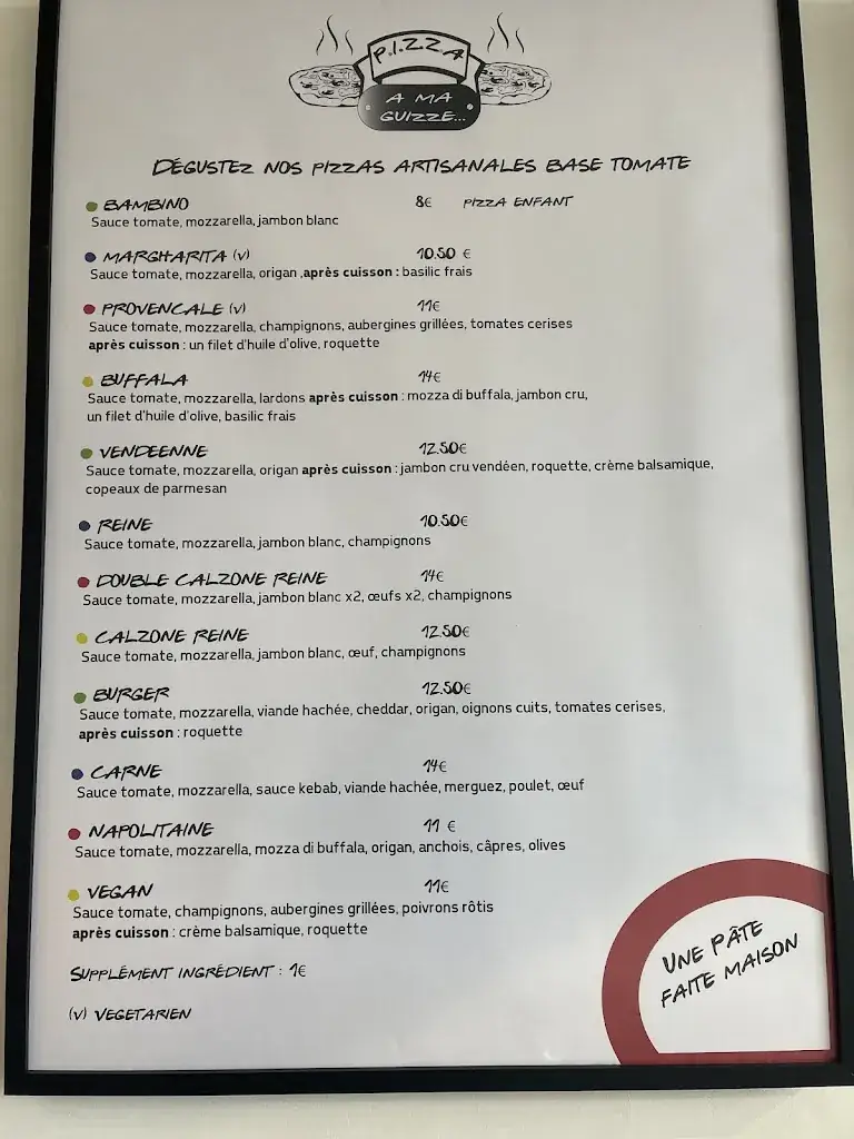 Menu_PIZZERIA A MA GUIZZE_Jard-sur-Mer_immagine_1