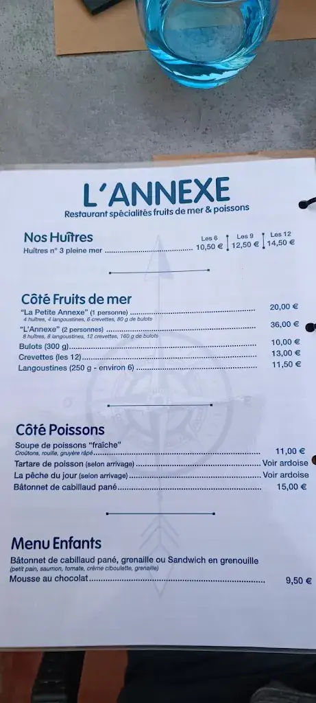 Menu_L' ANNEXE Cuisine Iodée Fromentine. Vendée._Barre-de-Monts_immagine_2