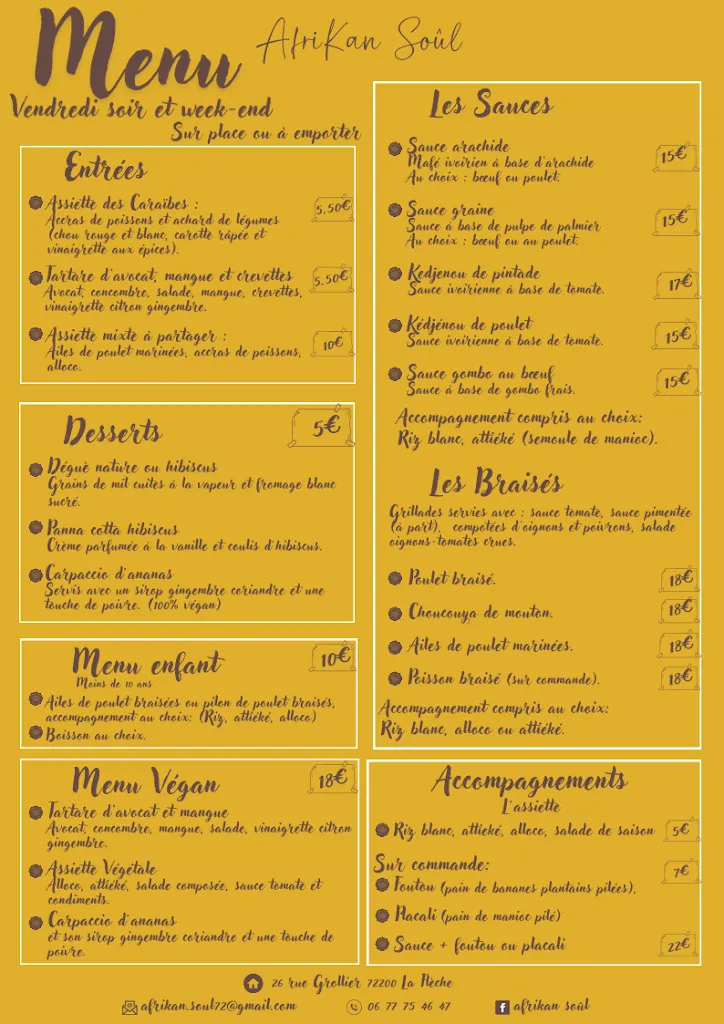 Menu_Restaurant Afrikan Soûl_Sablé-sur-Sarthe_image_1
