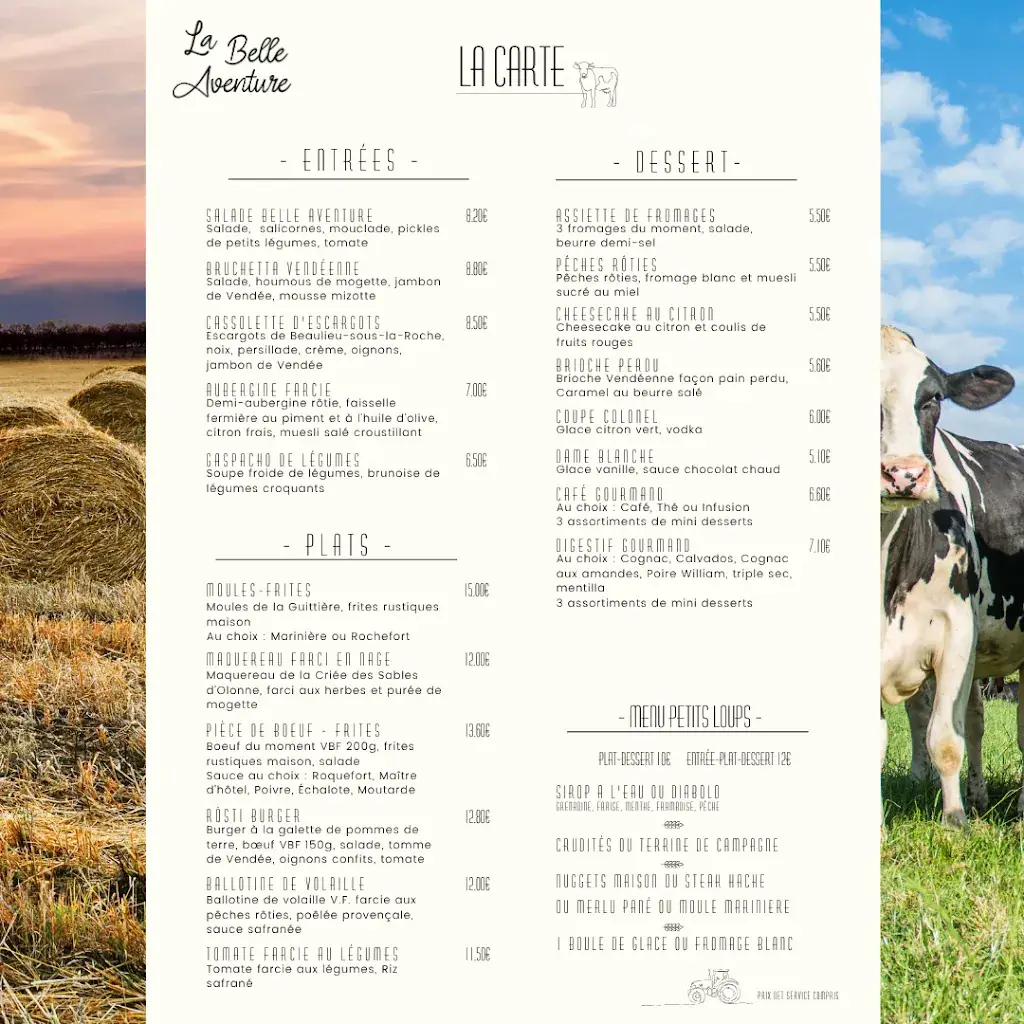 Menu_Restaurant La Belle Aventure_Sainte-Flaive-des-Loups_image_1