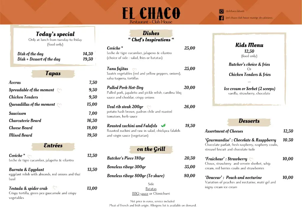 Menu_El Chaco Restaurant & Club House_Baule-Escoublac_image_2