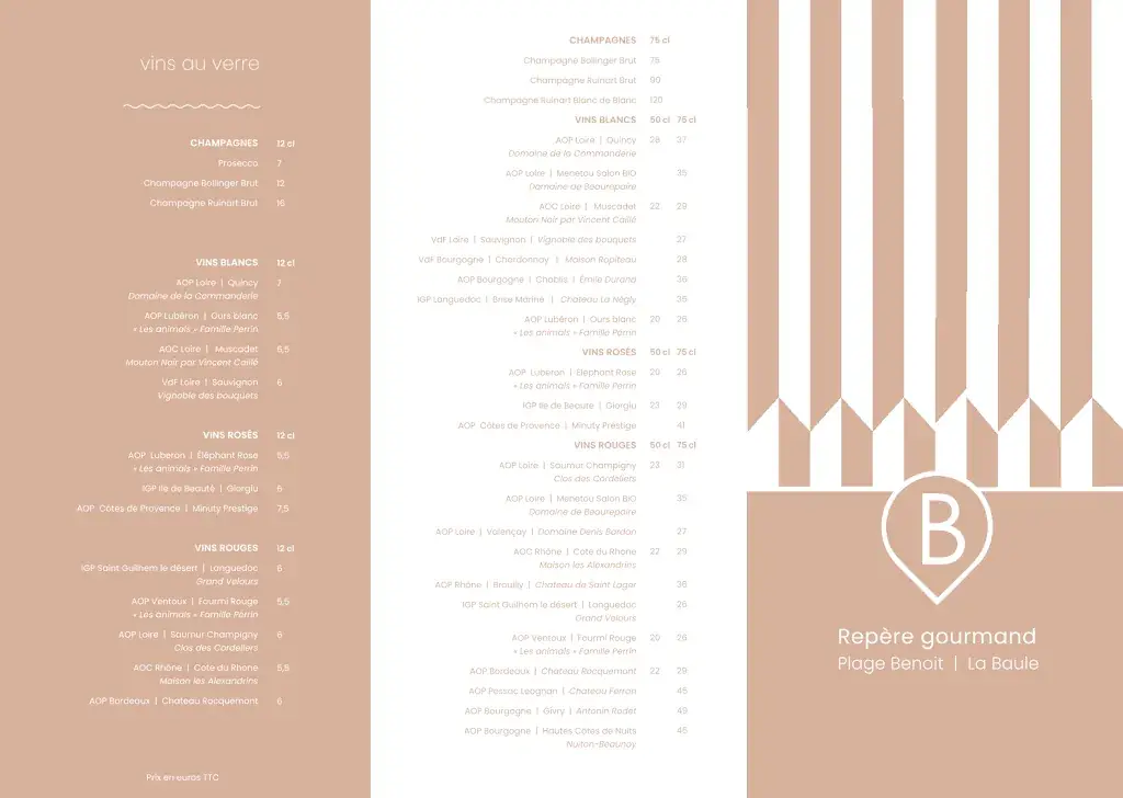 Menu_Le B - Restaurant de plage_Baule-Escoublac_immagine_1