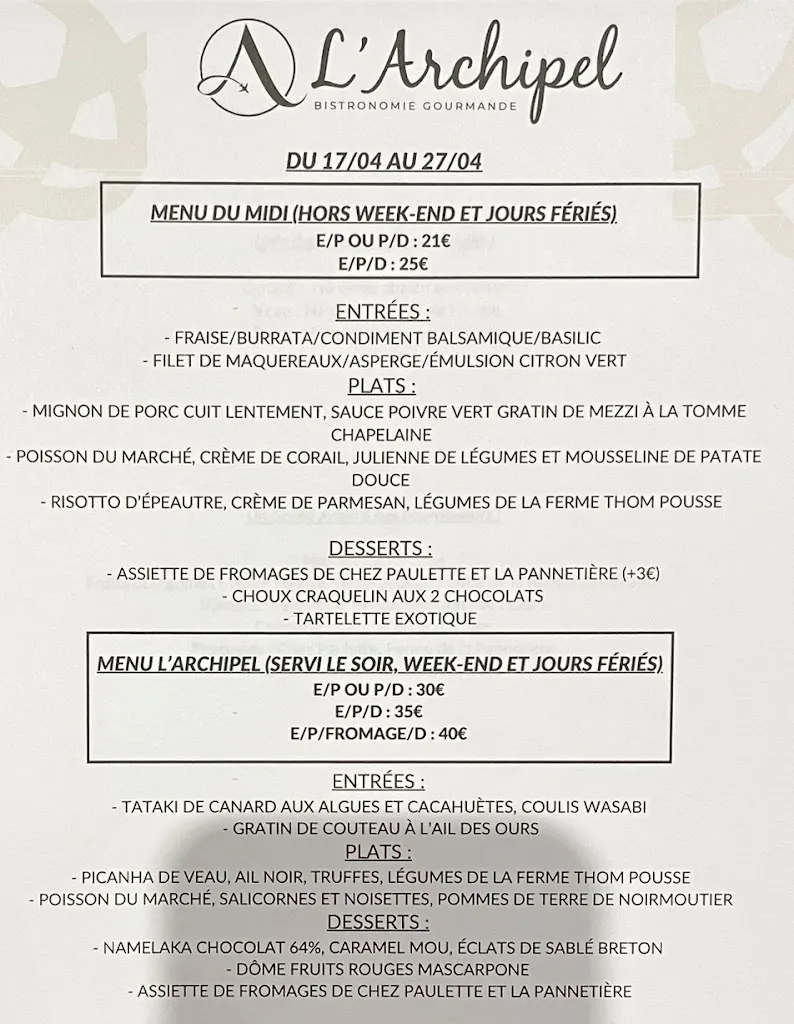 Menü_Restaurant L'Archipel_Chapelle-sur-Erdre_Bild_2