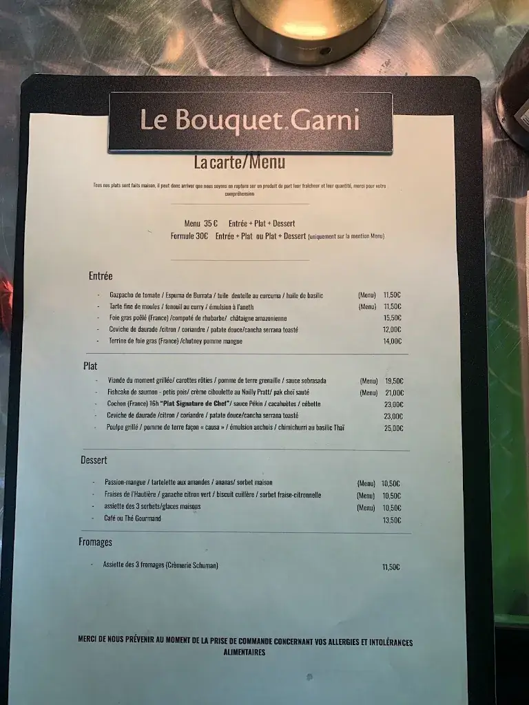 Menü_Restaurant Le Bouquet Garni_Chapelle-sur-Erdre_Bild_2