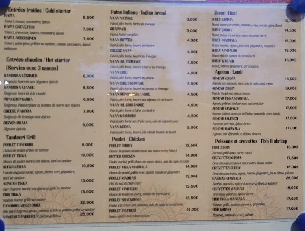 Menu_Kashmir Restaurant_Montmélian_image_2