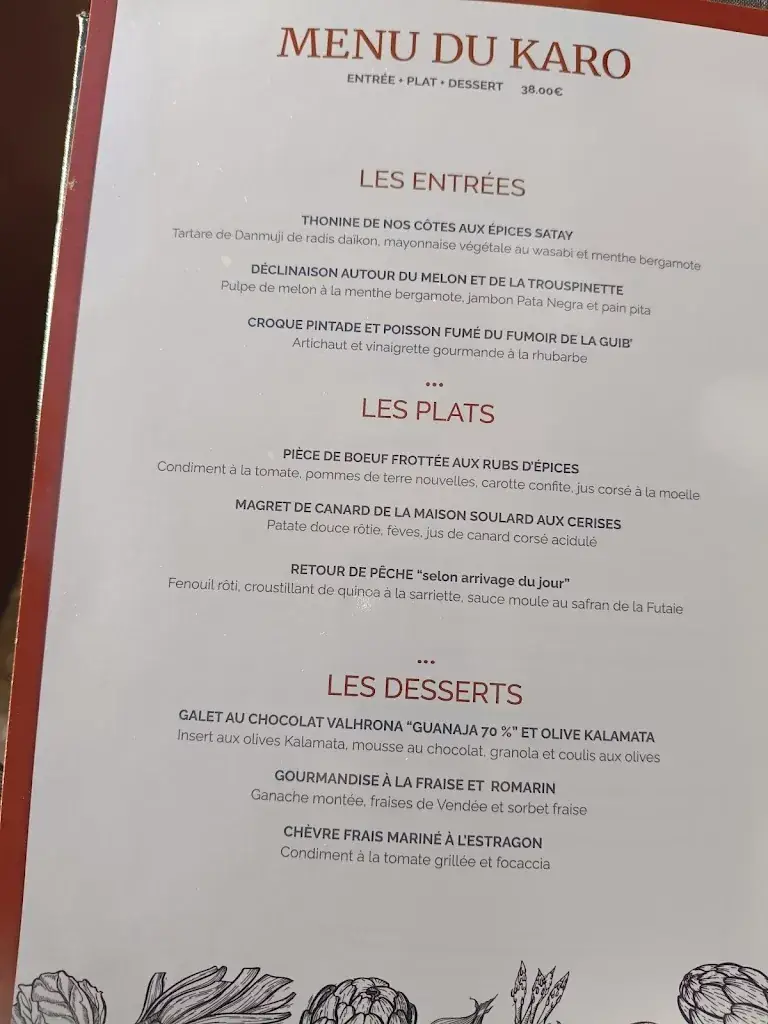 Menu_Restaurant Le Karo_Roche-sur-Yon_image_1