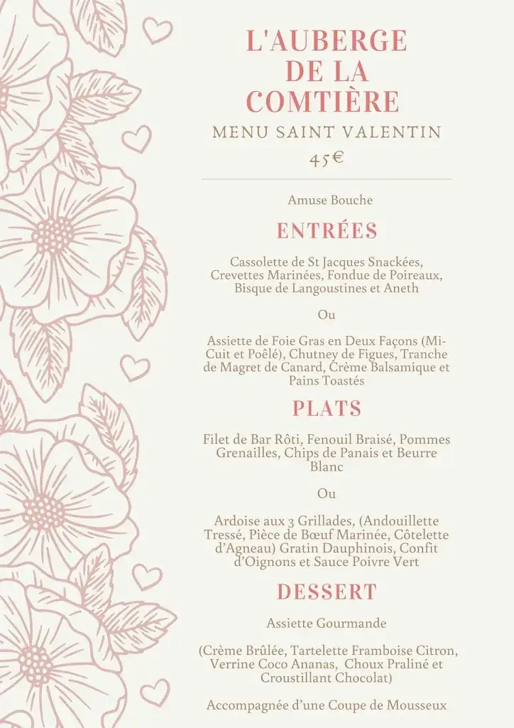 Menu_Auberge de la Comtière_Vallet_image_1