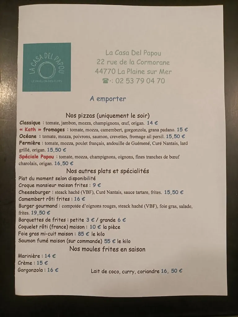Menu_La Casa Del Papou_Plaine-sur-Mer_image_1