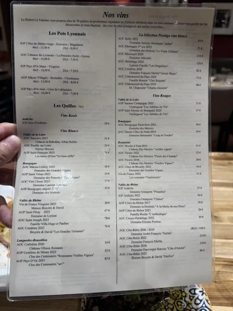 Menu_Bistrot La Varenne_Lyon_image_1