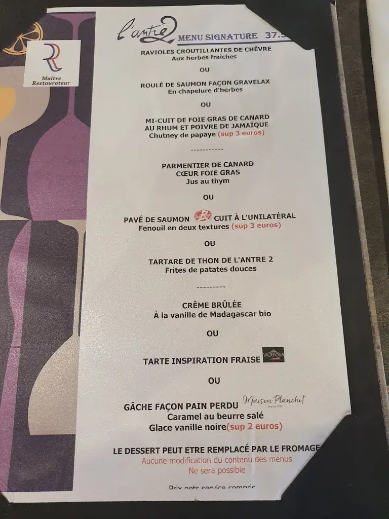 Menu_L'Antre 2 La Tranche sur mer_Tranche-sur-Mer_image_2