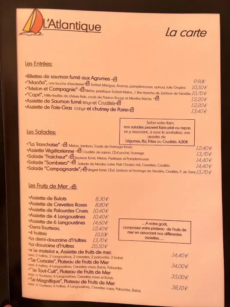 Menu_L'Hôtel de l'Atlantique_Tranche-sur-Mer_immagine_1