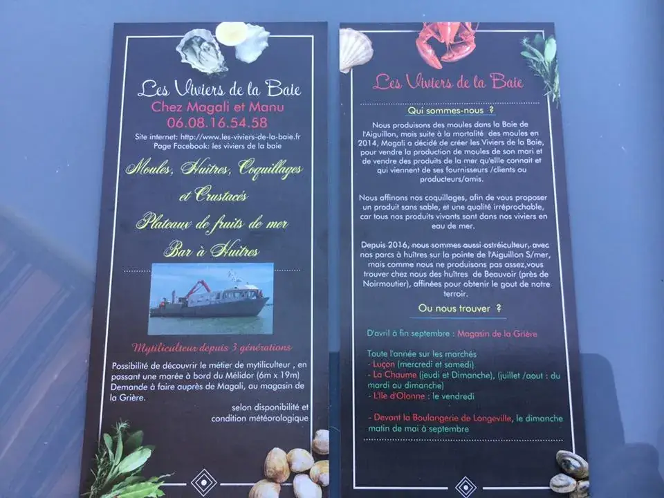 Menu_La Poissonnerie La Grière Aux Viviers De La Baie_Tranche-sur-Mer_image_3