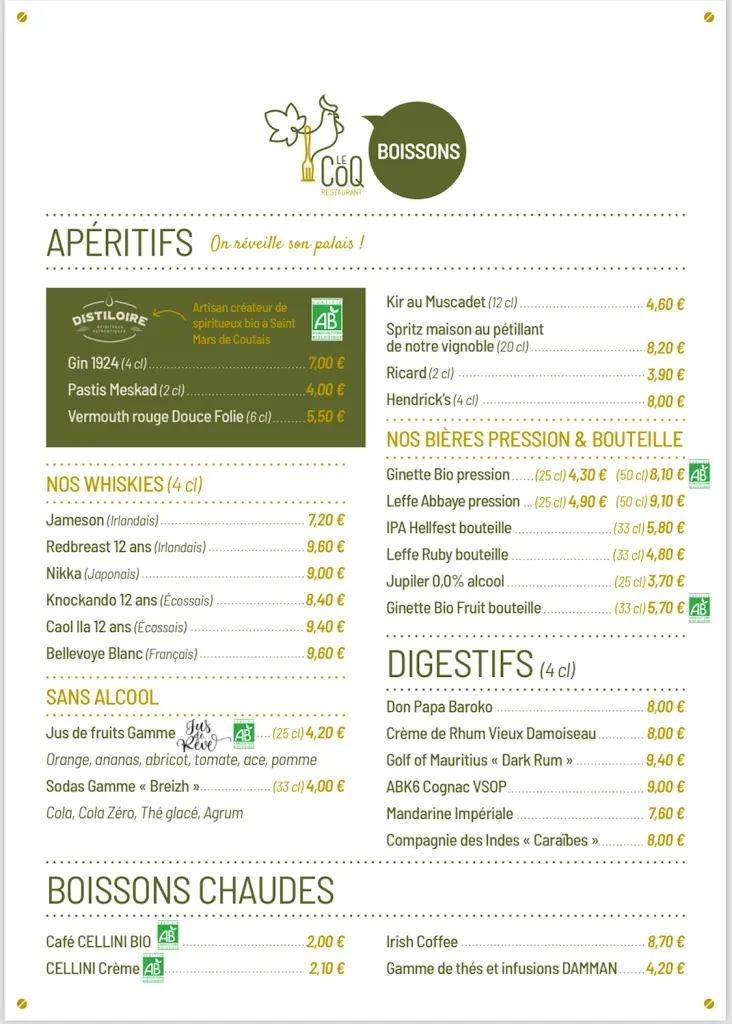 Menu_Le Coq Restaurant_Bignon_image_1
