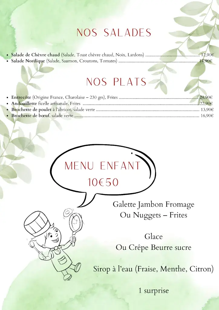 Menu_Restaurant de la Courillère_Boupère_image_2