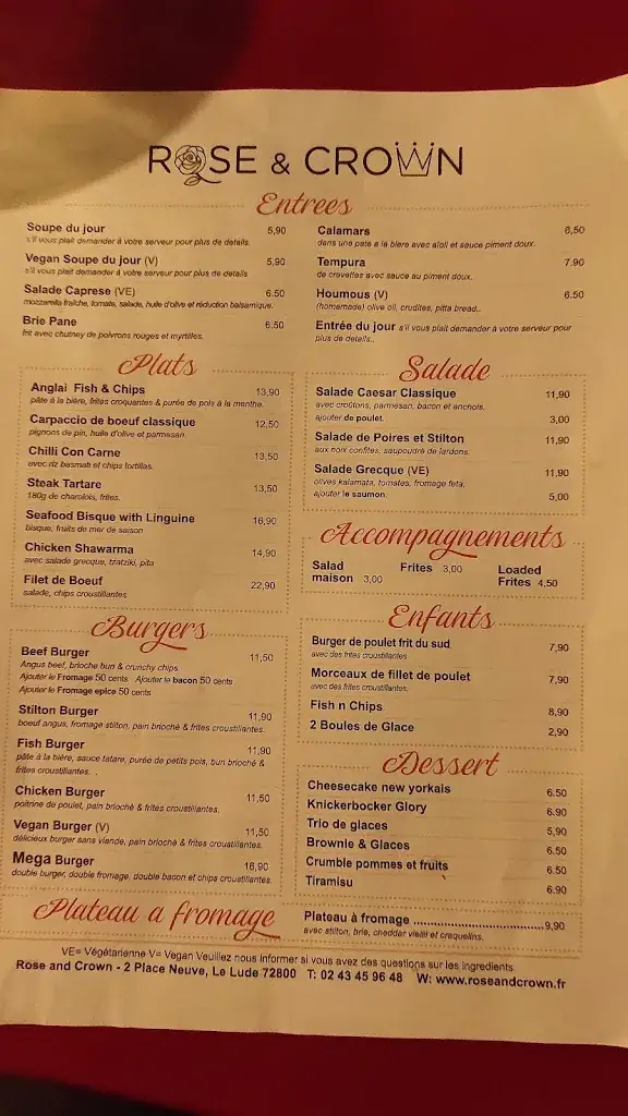 Menu_The Rose & Crown_Lude_immagine_1