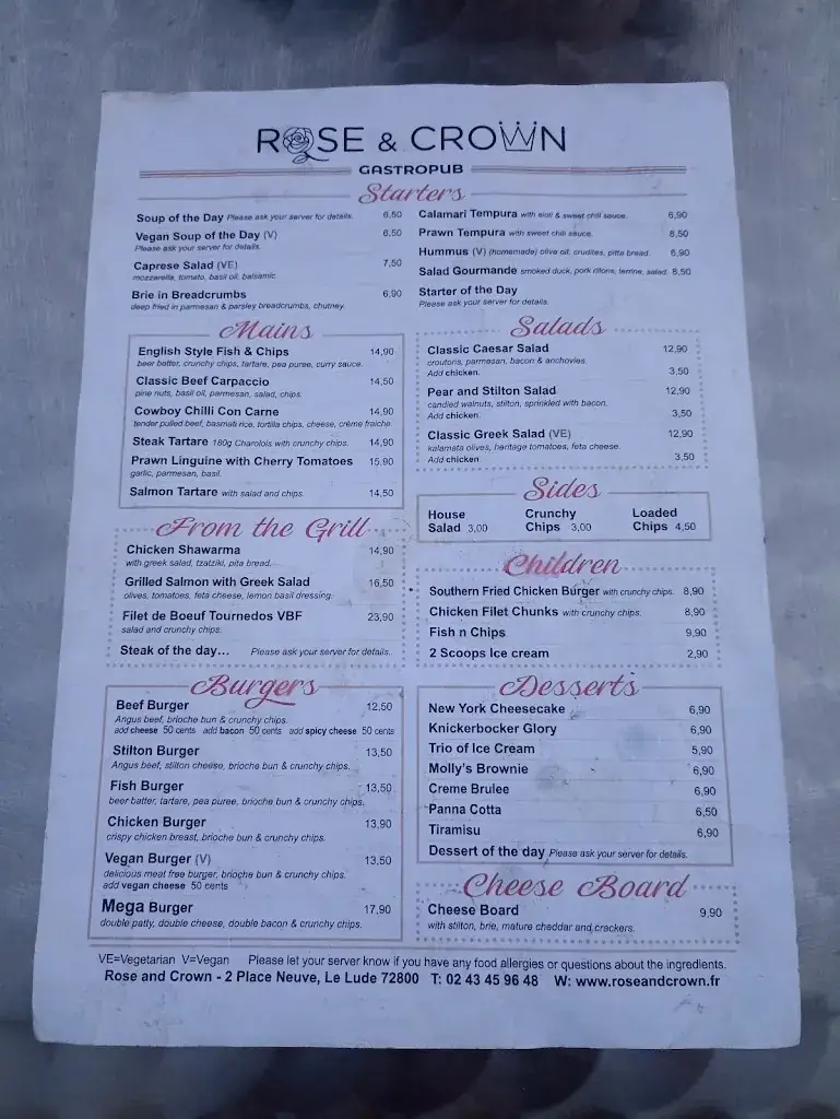 Menu_The Rose & Crown_Lude_immagine_2