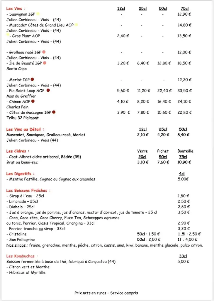 Menu_Restaurant La Martinière_Pellerin_image_2
