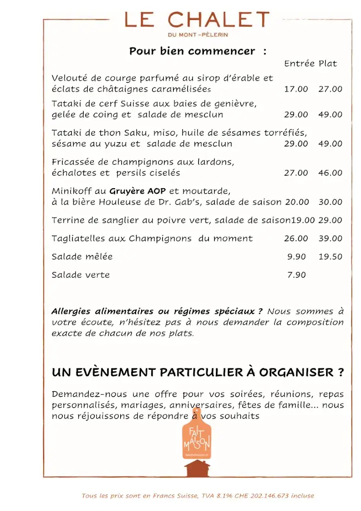 Menu_Restaurant Le Chalet du Mont-Pèlerin_Chardonne_image_4