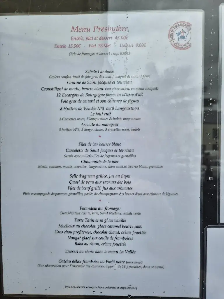 Menu_Restaurant Le Presbytère_Tiffauges_image_1