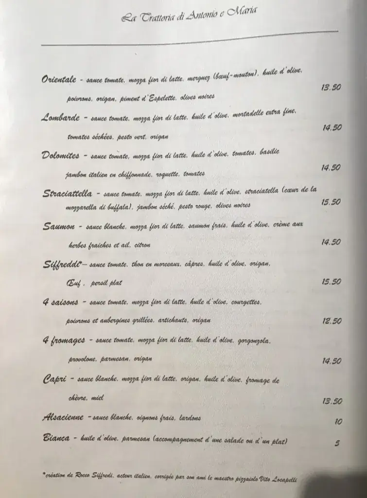 Menu_TRATTORIA DI ANTONIO È MARIA_Luçon_image_2