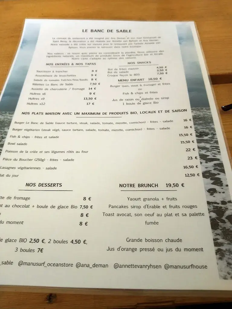 Menu_Le Banc Sable Hostel Restaurant, Séminaire, Événements_Longeville-sur-Mer_image_4
