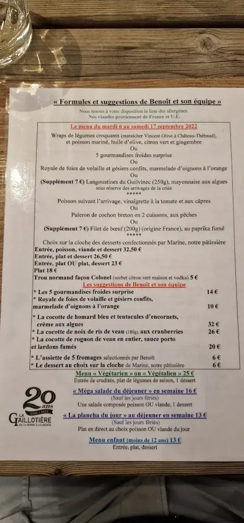 Menu_Auberge La Gaillotière_Château-Thébaud_immagine_3