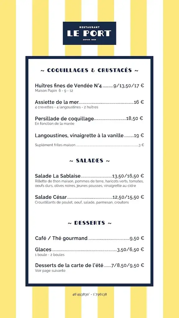 Menu_Restaurant Le Port - La Chaume_Sables-d'Olonne_image_2