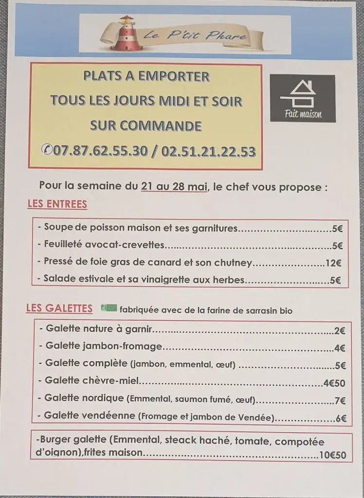 Menu_Restaurant-Traiteur Le P'tit Phare_Sables-d'Olonne_image_2
