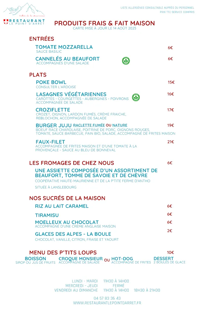 Menu_Restaurant Le point d'arrêt_Modane_immagine_1